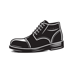 Black Color Man Shoe silhouette design Vector Illustration, Solid White Background (16).eps