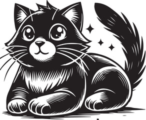 Beautiful Cat icon silhouette vector with white background