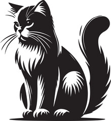 Beautiful Cat icon silhouette vector with white background