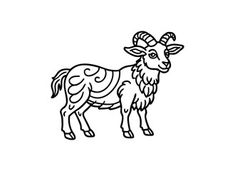 Detailed Goat Line Art Illustration