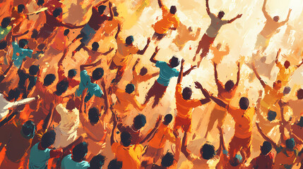 Dahi handi celebration. this vibrant illustration captures the joyous spirit of the dahi handi celebration, a popular festival in india. Vibrant Festival Crowd. Illustration