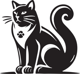 Beautiful Cat icon silhouette vector with white background