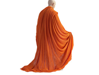 Isolated Orange Clothed Monk from Behind