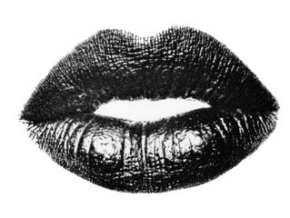 Isolated Black Textured Lips Print