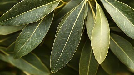 Fototapeta premium fresh green leaves illuminated by sunlight nature