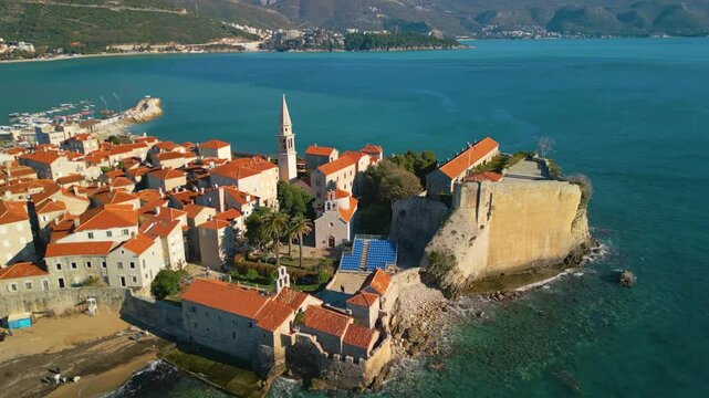 budva old town, montenegro - aerial view