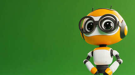 cute robot against green background