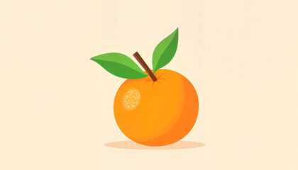 Orange fruit with green leaves on a light background