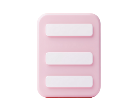 Isolated Pink Rounded Menu Icon with White Buttons