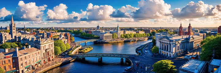panorama of stunning Dublin Ireland