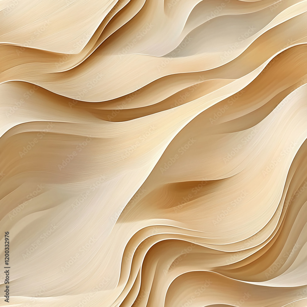 Aufkleber Elegant flowing beige and cream texture with layered abstract wave patterns