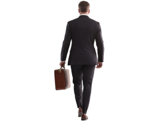Isolated Businessman Walking with Briefcase