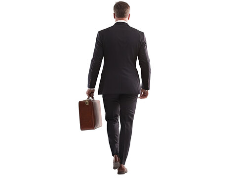 Isolated Businessman Walking with Briefcase