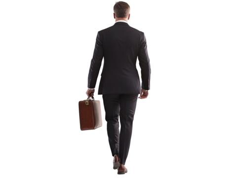 Isolated Businessman Walking with Briefcase - Powered by Adobe