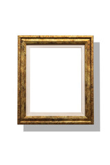 vertical wooden picture or painting frame and white background