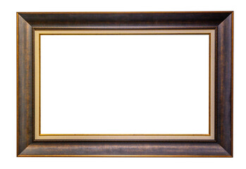 horizontal wooden picture or painting frame and white background