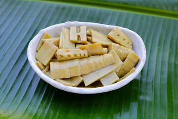 Bamboo shoot in tiliacora triandra juice
