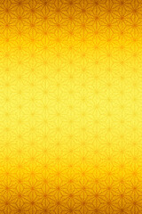 麻の葉模様焼き込み金屏風の様な背景(イエローゴールド)横模様のグラデーション縦画像用