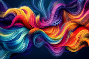 Obraz premium Vibrant Abstract Hair: A Symphony of Color and Flowing Movement art wave style fluid lines image 