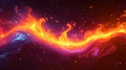 Fototapeta premium A vibrant explosion of colors in a cosmic background, showcasing swirling patterns in orange, pink, and blue.