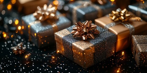 Glittering Gift Boxes for Festive Occasions in a Holiday Setting