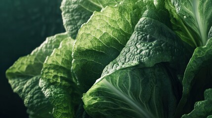 Close-up of fresh, vibrant green lettuce leaves with dramatic lighting.