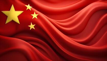 Vibrant China flag waving with luxurious satin texture - Patriotic and cultural symbol