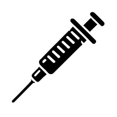 Syringe Icon: A simple yet powerful icon depicting a syringe, representing healthcare, medication, injection, and vaccination. It's a versatile symbol for medical professionals, healthcare facilities.