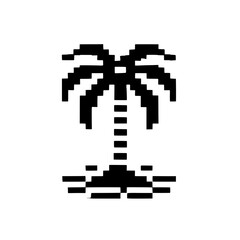 Fototapeta premium Pixelated Palm Tree: A minimalist design of a palm tree rendered in a pixelated style. The silhouette is simple yet evocative, conjuring images of tropical beaches and escapism.
