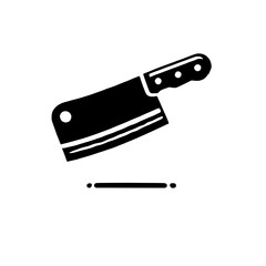 Meat Cleaver Icon: A bold, minimalist illustration of a meat cleaver, ideal for culinary, butcher shop, or kitchen-related projects.