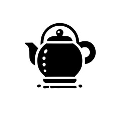 Teapot Icon: A simple yet elegant black silhouette of a teapot, perfect for representing tea, warmth, and comfort.  The minimalist design is versatile and easily adaptable to various projects. 
