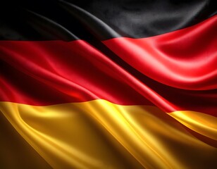 Naklejka premium Vibrant Germany flag waving with luxurious satin texture - Patriotic and cultural symbol