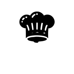 Chef's Hat Icon: A simple yet bold black and white illustration of a classic chef's hat, perfect for culinary-themed projects, logos, and branding.  