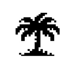 Obraz premium Pixel Palm Tree: A stylized pixel art depiction of a palm tree, evoking a sense of tropical simplicity and retro charm. Perfect for digital design projects, websites, and social media.