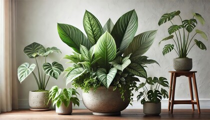 Fototapeta premium tropical foliage plant in a pot