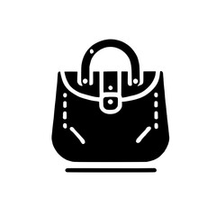 Stylish Handbag Icon: A sleek, minimalist icon depicting a stylish handbag with a top handle, buckle closure, and stitched detailing. Perfect for fashion blogs, websites, and app design. 