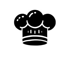 Chef's Hat Icon: A bold and minimalist black chef's hat icon, perfect for branding, websites, and social media. This vector graphic is a clean and modern representation of culinary excellence.