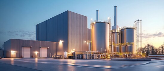 Obraz premium Modern industrial plant at dusk. (1)