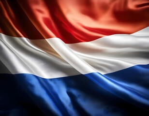 Fototapeta premium Vibrant Netherlands flag waving with luxurious satin texture - Patriotic and cultural symbol
