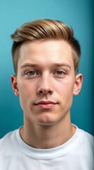 Fototapeta premium Professional Headshot: Young Man with Short Hair. Generative AI