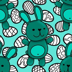 Spring animals seamless rabbit and easter eggs pattern for wrapping paper