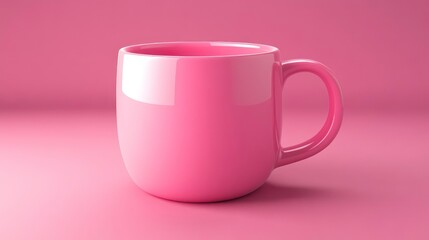 3D pink minimalist coffee mug icon with a sleek and modern look. Suitable for beverage, coffee, or kitchen-related digital projects and designs.