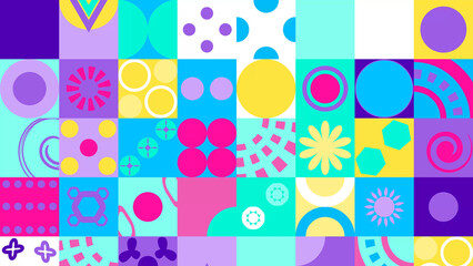 Seamless Pattern Of Pop And Colorful Abstract Geometric Shape