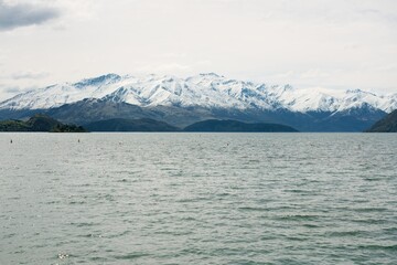 Lake Wanaka Landscape on a Cloudy Day in New Zealand