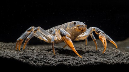 Fototapeta premium Close-up of a whip spider on dark surface.
