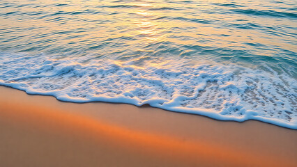 Tranquil Ocean Waves at Sunrise with Golden Glow