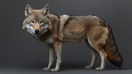 Obraz premium Red wolf standing on gray background.