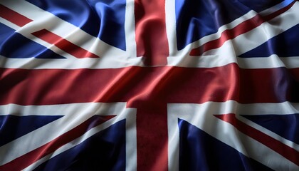 Fototapeta premium Vibrant United Kingdom flag waving with luxurious satin texture - Patriotic and cultural symbol