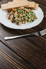 Culinary delight of a traditional Ukrainian dish with a rustic background