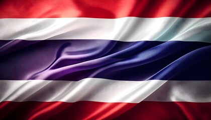 Fototapeta premium Vibrant Thailand flag waving with luxurious satin texture - Patriotic and cultural symbol